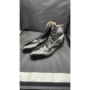 Allsaints Men's Mikkel Leather Combat Boots Black Size 44 EU 11 US